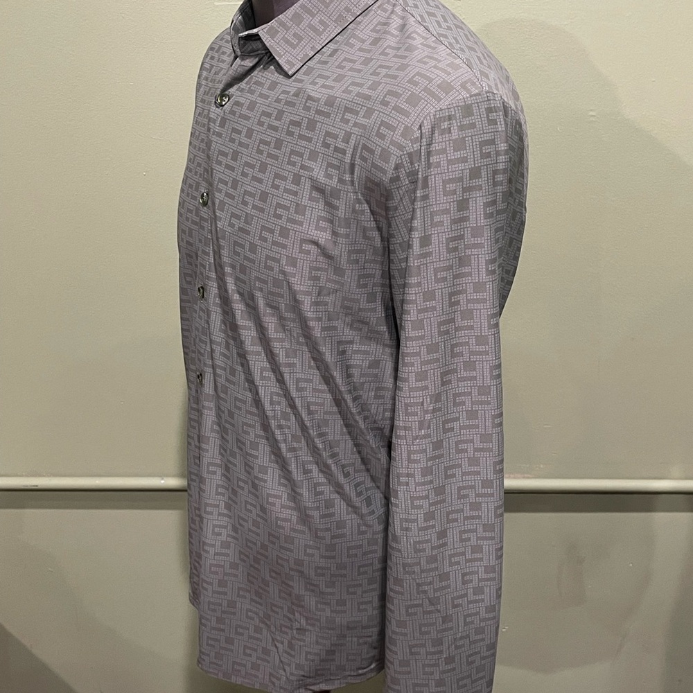 Deniko shirt button front olive L/S regular fit stretchy - Picture 3 of 4